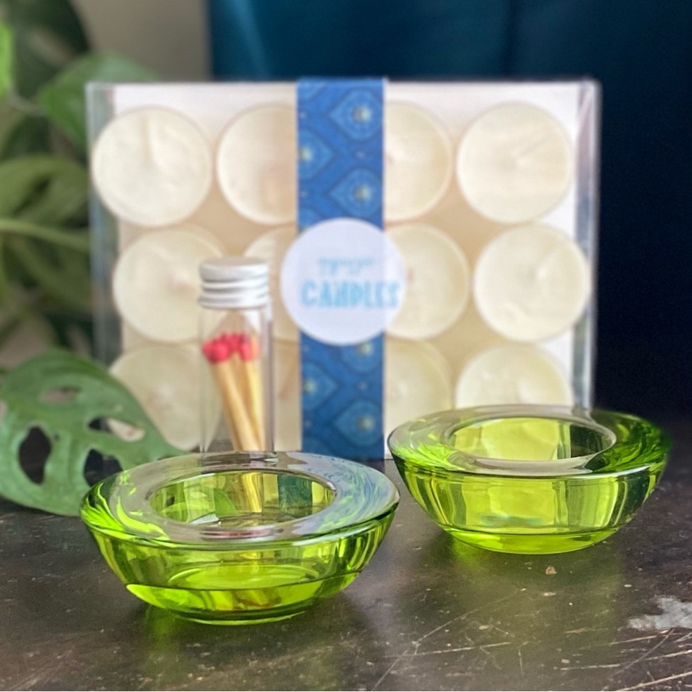 Set of 12 Soy Candle Tealights 2 Crate & Barrel Glass Holders Jar of Matches